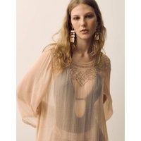 Per Una Cupro Beaded Flute Sleeves Tunic Blush Pink