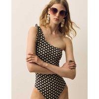 Per Una Printed Padded One Shoulder Swimsuit Black Mix