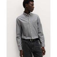 M&S Pure Cotton Ultimate Oxford Shirt Grey