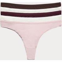 M&S 5pk Microfibre Low Rise Thongs Bitter Chocolate