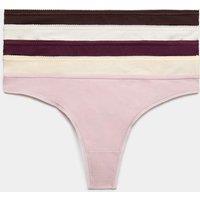 M&S 5 Pack Cotton Lycra Thongs Bitter Chocolate