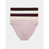 M&S 5pk Cotton Rich Lycra High Leg Knickers Bitter Chocolate
