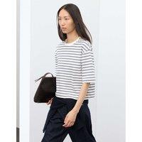 Autograph Pure Cotton Striped Relaxed T-Shirt Blue Mix
