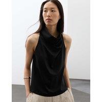 Autograph Lyocell Rich Cowl Neck Sleeveless Top Black