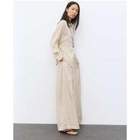 Autograph Lyocell Rich Pleated Palazzo Trousers Beige