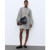 Autograph Textured Blouson Sleeve Mini Shift Dress Thunder