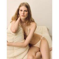 Per Una Crochet Trim Tie Side Bikini Bottoms Ecru