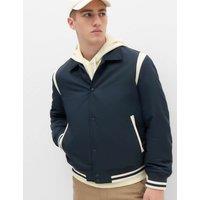 M&S Satin Padded Varsity Bomber Jacket Navy