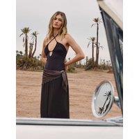 Per Una Cutwork Padded Halterneck Swimsuit Dark Mole