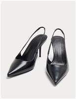 M&S Stiletto Heel Pointed Sling Back Shoes Black