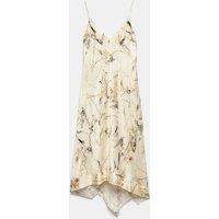 Autograph Cupro Rich Printed Asymmetric Midi Slip Dress Cream Mix