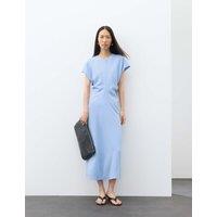 Autograph V-Neck Midi Waisted Dress True Blue
