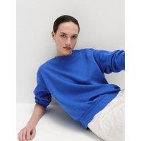 M&S Cotton Rich Crew Neck Sweatshirt Cobalt
