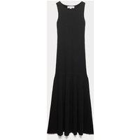 Autograph Knitted Ribbed Pleated Maxi Dress Black
