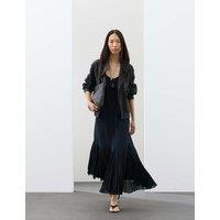 Autograph V-Neck Pleat Detail Maxi Slip Dress Dark Navy