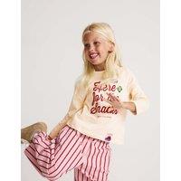 M&S Pure Cotton Here For The Snacks Top (2-8 Yrs) Ivory