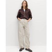 M&S Mid Rise Striped Barrel Jeans Ivory Mix