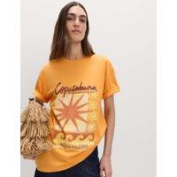M&S Pure Cotton Oversized Graphic T-Shirt Orange