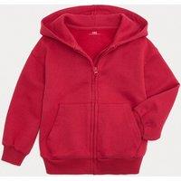 M&S Cotton Rich Zip Through Hoodie (2-8 Yrs) Red