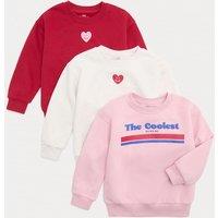 M&S 3 Pack Cotton Rich Heart Sweatshirts (2-8 Yrs) Multi