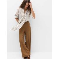 M&S Jersey Wide Leg Trousers with Stretch Caramel