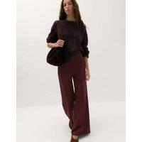 M&S Jersey Wide Leg Trousers with Stretch Wine