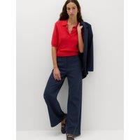 M&S Tailored Side Tab Wide Leg Trousers Navy
