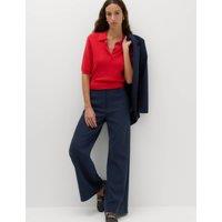 M&S Tailored Side Tab Wide Leg Trousers Navy