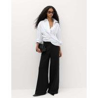 M&S Tailored Side Tab Wide Leg Trousers Black