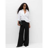 M&S Tailored Side Tab Wide Leg Trousers Black