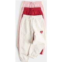 M&S 3 Pack Cotton Rich Heart Cuffed Joggers (2-8 Yrs) Multi