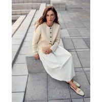 M&S Cotton Rich Square Neck Midi Waisted Dress Ivory