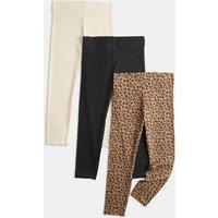 M&S 3 Pack Cotton Rich Leggings (2-10 Yrs) Multi