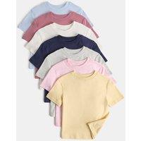 M&S 7 Pack Cotton Rich Tops (2-10 Yrs) Multi