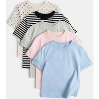 M&S 5 Pack Pure Cotton Tops (2-10 Yrs) Multi