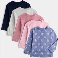 M&S 5 Pack Pure Cotton Bow Tops (2-10 Yrs) Blue Mix