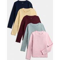 M&S 5 Pack Cotton Rich Tops (2-10 Yrs) Multi