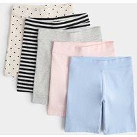 M&S 5 Pack Cotton Rich Cycling Shorts (2-10 Yrs) Multi