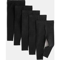 M&S 5 Pack Cotton Rich Leggings (2-8 Years) Black