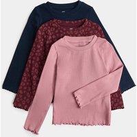 M&S 3 Pack Cotton Rich Tops (2-10 Yrs) Multi
