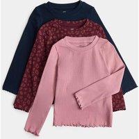 M&S 3 Pack Cotton Rich Tops (2-10 Yrs) Multi