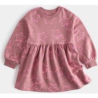 M&S Cotton Rich Star Sweatshirt Dress (2-8 Yrs) Antique Rose