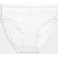 M&S 2 Pack Jasmine Lace Trim Seamless High Leg Knickers White