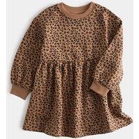 M&S Cotton Rich Leopard Print Sweatdress (2-8 Yrs) Neutral