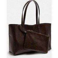 M&S Croc Effect Top Handle Tote Bag Chocolate