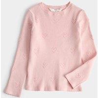 M&S Heart Textured Knitted Top (2-10 Years) Pale Pink
