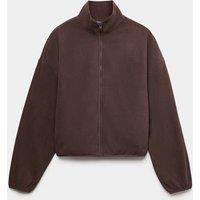 Goodmove Zip Up Funnel Neck Relaxed Fleece Jacket Dark Chocolate