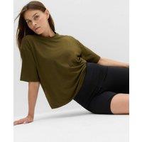 Goodmove Modal Blend Lightweight Boxy T-Shirt Dark Khaki