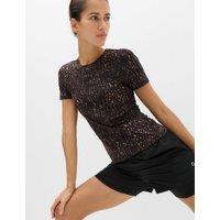 Goodmove Printed Crew Neck Fitted T-Shirt Chocolate Mix