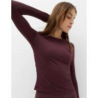 Goodmove Essential Round Neck Fitted Top Mulberry